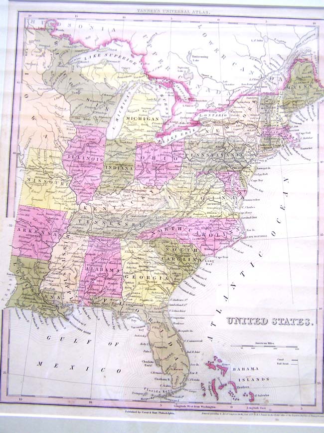 Tanner's Map of the United States published in 1839
